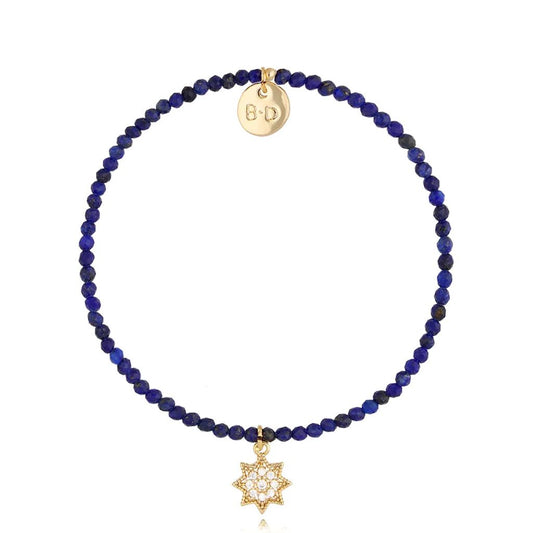 Lapis Lazuli Bracelet with Zircon Star Pendant