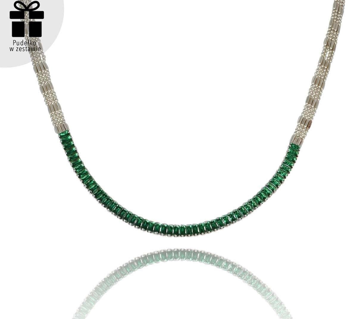 Silver with Green Zirconium Necklace