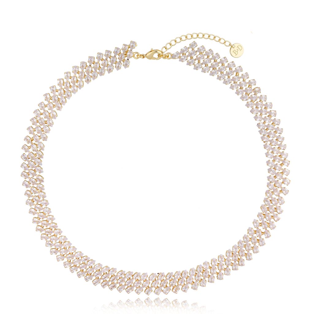 Glamour Triple Crystal Layered Necklace