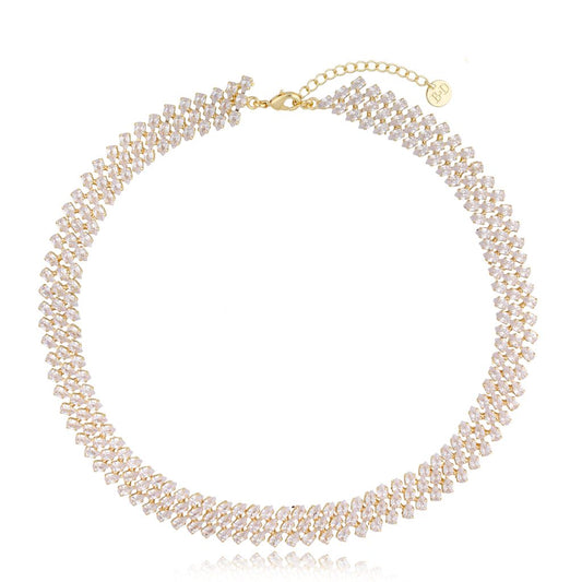 Glamour Triple Crystal Layered Necklace