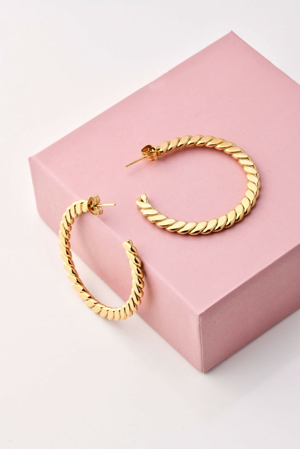 14k Gold Plated Brade Hoops