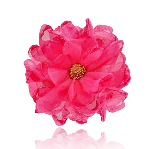 Pink Silk Flower Brooch