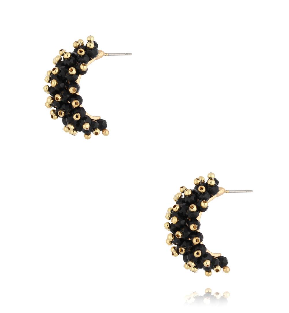 Black Faceted Glass Crystal Earrings 0159