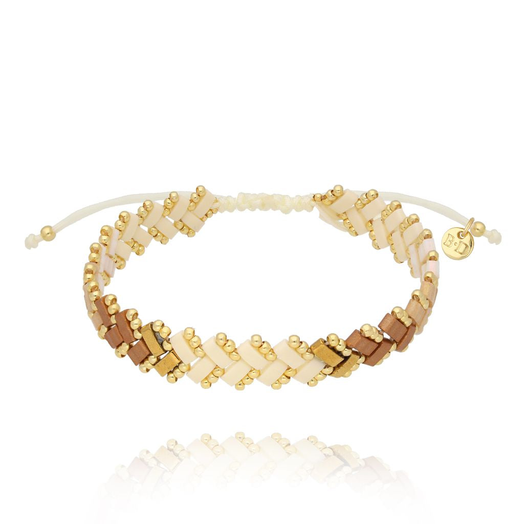 Off White and Beige Miyuki Beads Bracelet Harmony