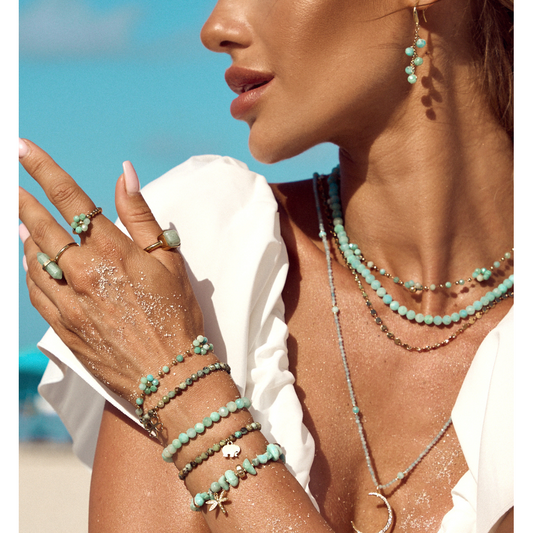 Turquoise and Amazonite Stone Earrings