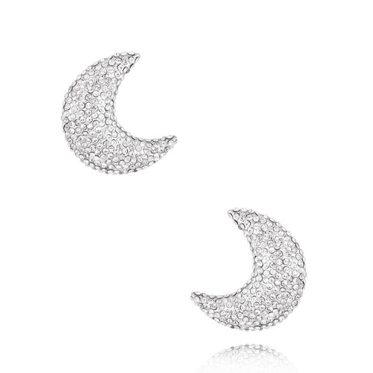 Fabulous Silver Crystals Moon Earrings