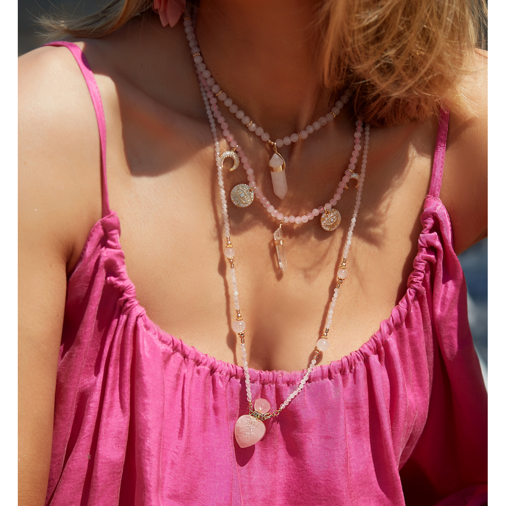 Pink Quartz Stones Necklace