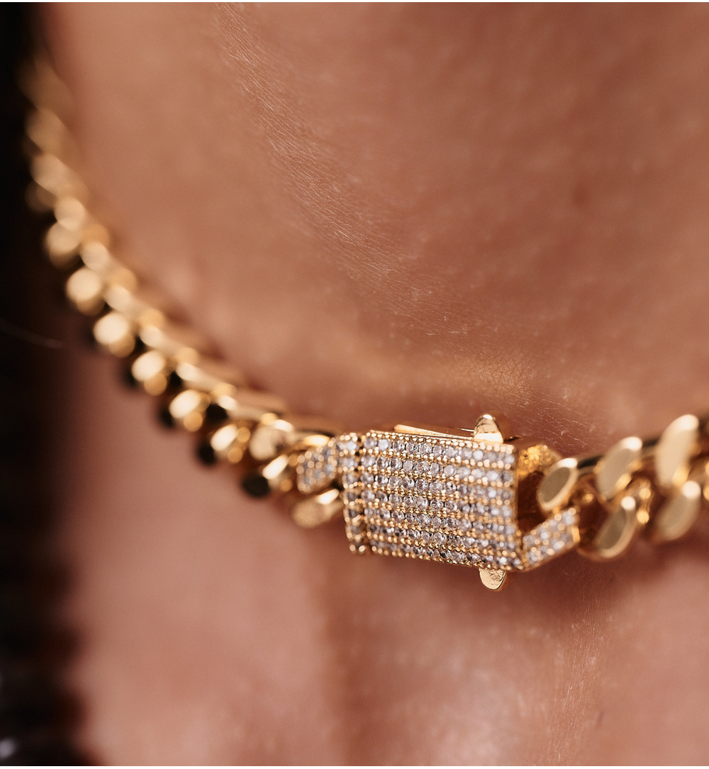 Glam Rock Zirconium Statement Chain Necklace