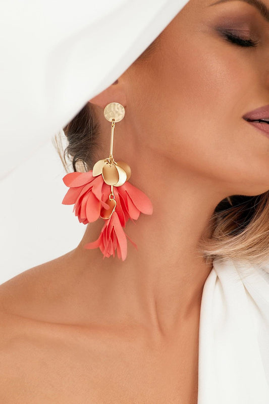 Orange Satin Flower Earrings