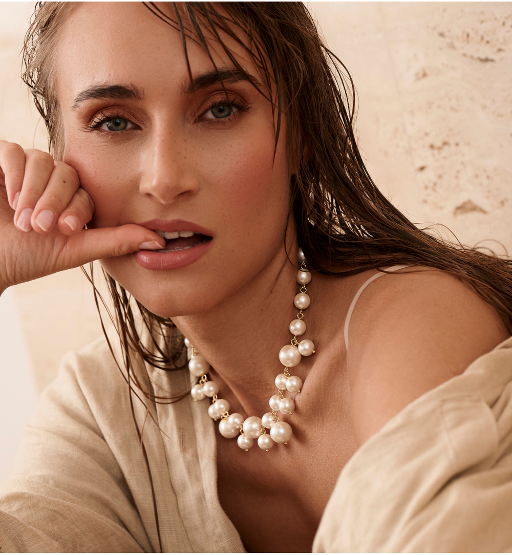 Pearl Symphony Gold Statement Necklace 0299