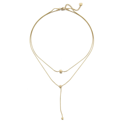 Gold Plated Double Chain Necklace with Balls