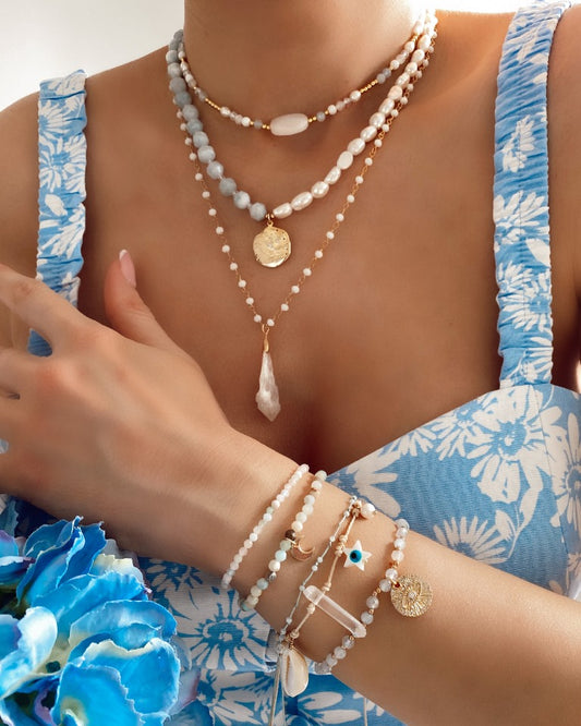 White Frosted Stone Necklace