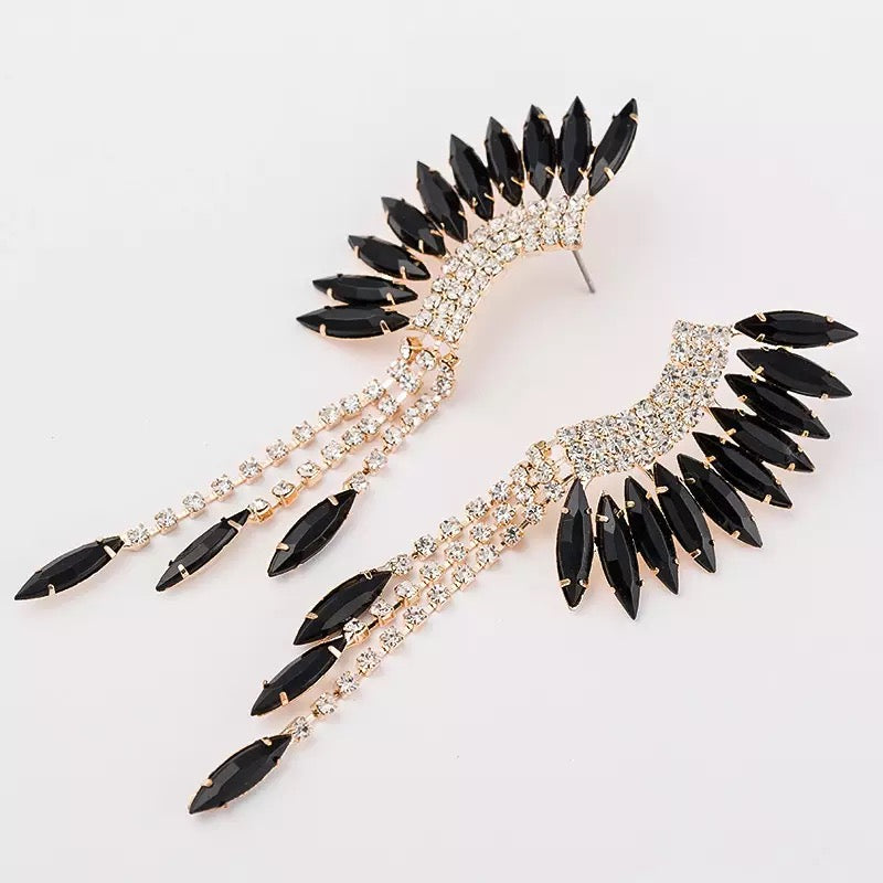 Black and Transparent Crystal Brady Drop Earrings