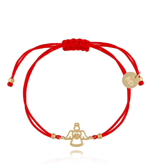 Double Red String Bracelet with Angel Ange 0776