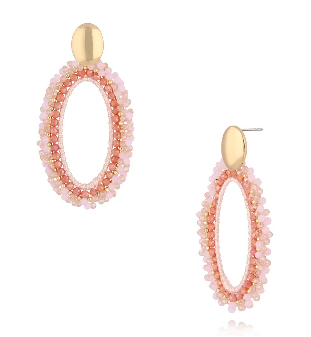 Baby Pink Flower Crystal Earrings Weekend 0330
