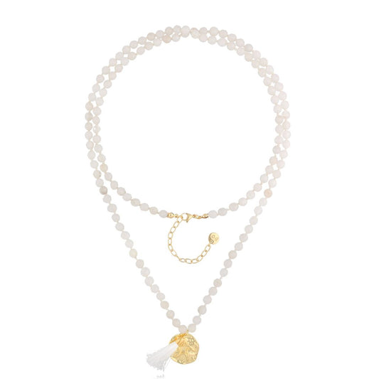 White Jadeite Stones Necklace with Fringe Jade