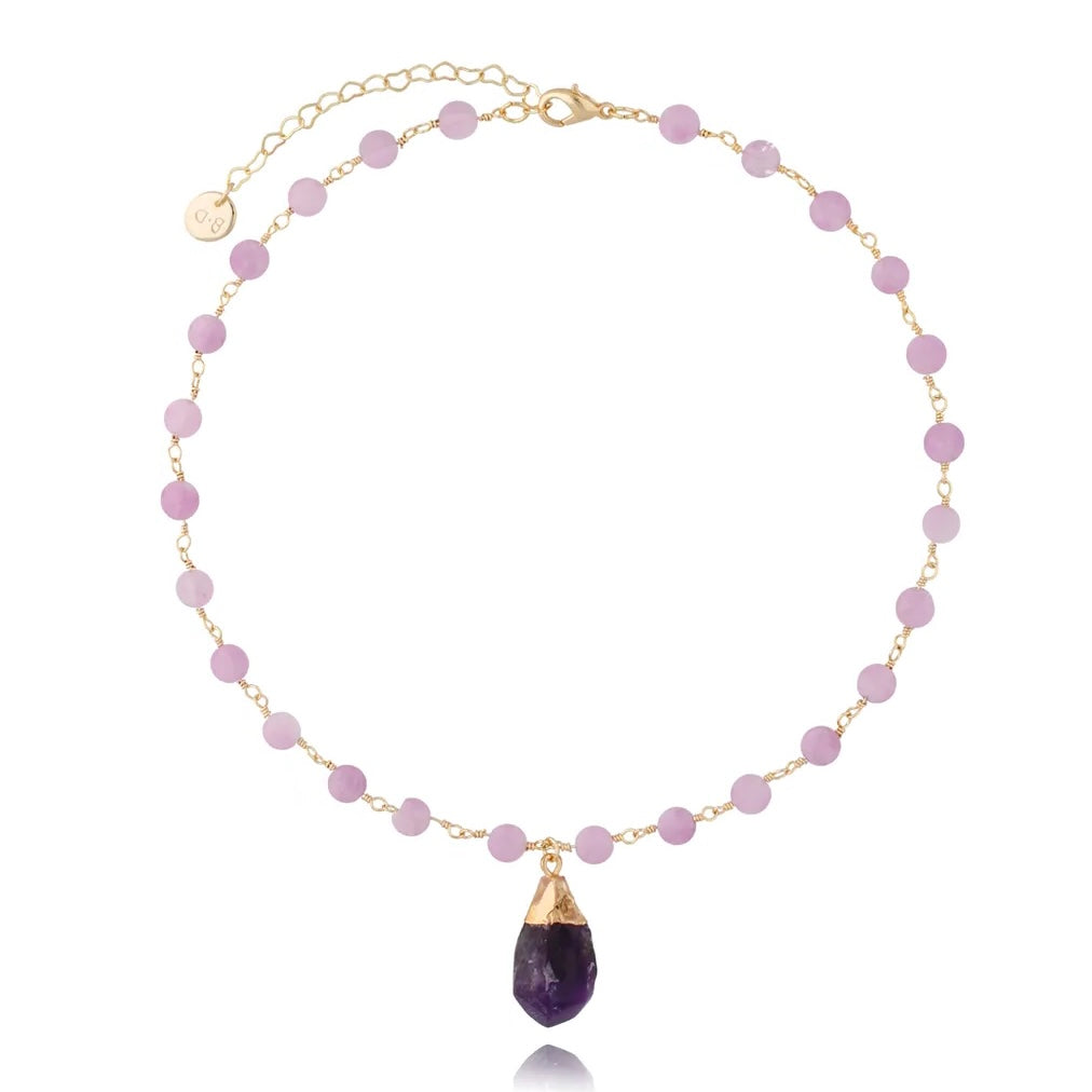 Purple Stones Necklace with Amethyst Stone Pendant