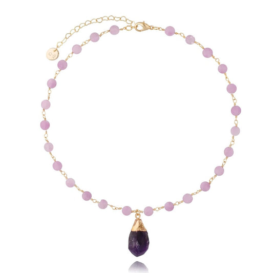 Purple Stones Necklace with Amethyst Stone Pendant