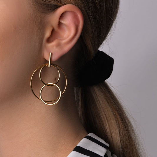 Gold Plated Triple Hoop Earrings