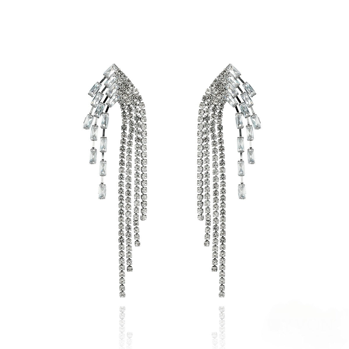 Glamour Silver Multi Shape Rhinestone Earrings