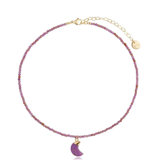 Purple Jadeite and Amethyst Moon Necklace
