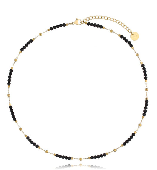 Gold Plated Black Onyx Necklace Combo 0460