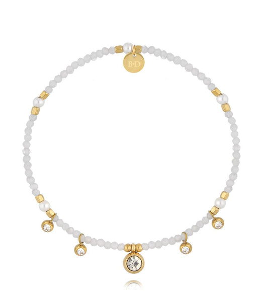 Gold Plated and Seashells Bracelet with Crystals