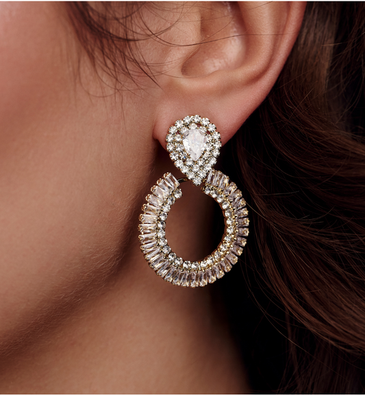 Gold Zirconium Earrings Lumiere 0196