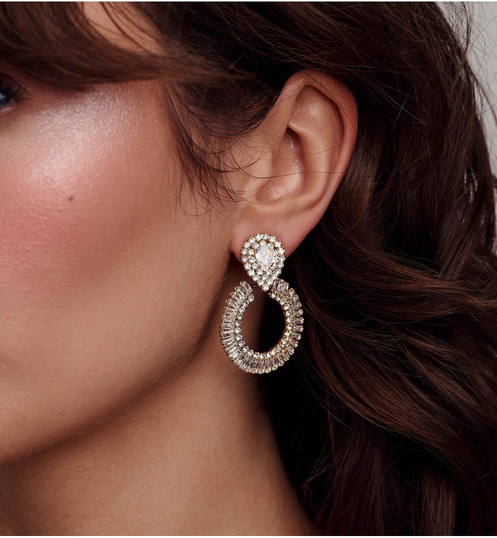 Gold Zirconium Earrings Lumiere 0196