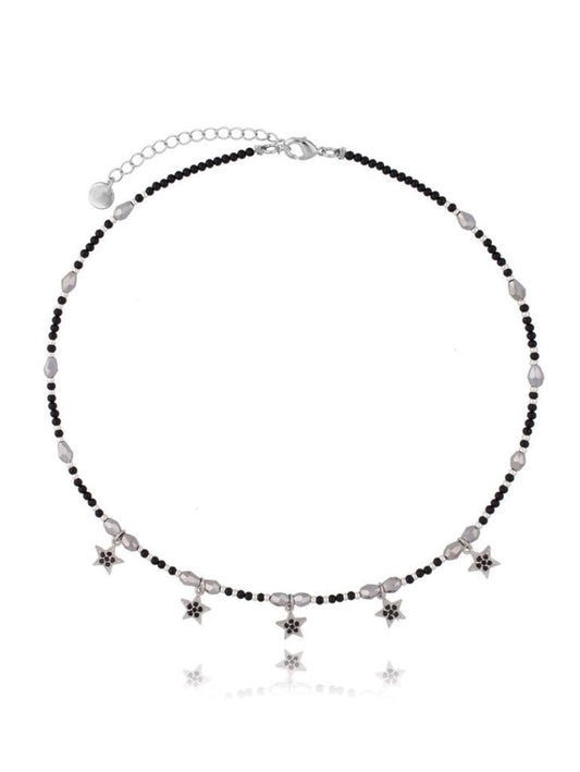 Silver Necklace with Agate Stones and Stars