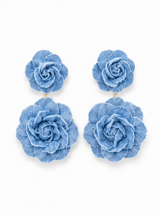Soft Denim Flower Earrings