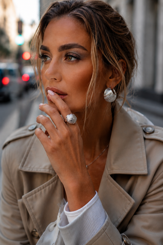 Silver Glamour Corrugated Ring Metropolitan