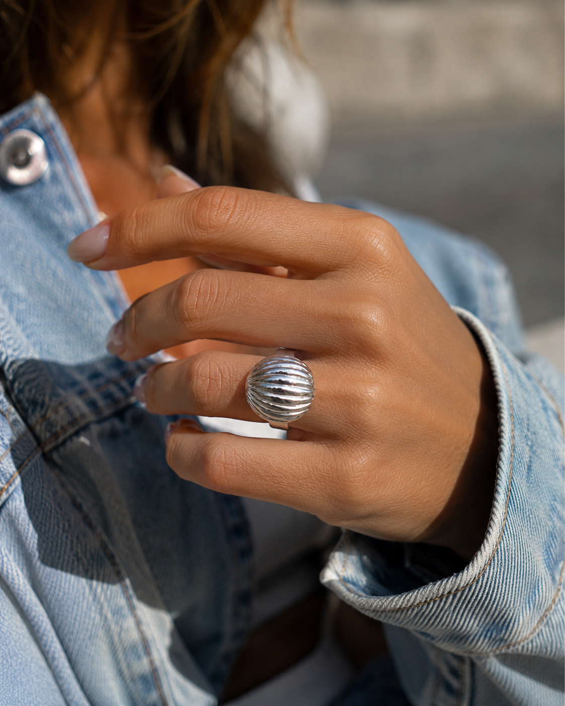 Silver Glamour Corrugated Ring Metropolitan