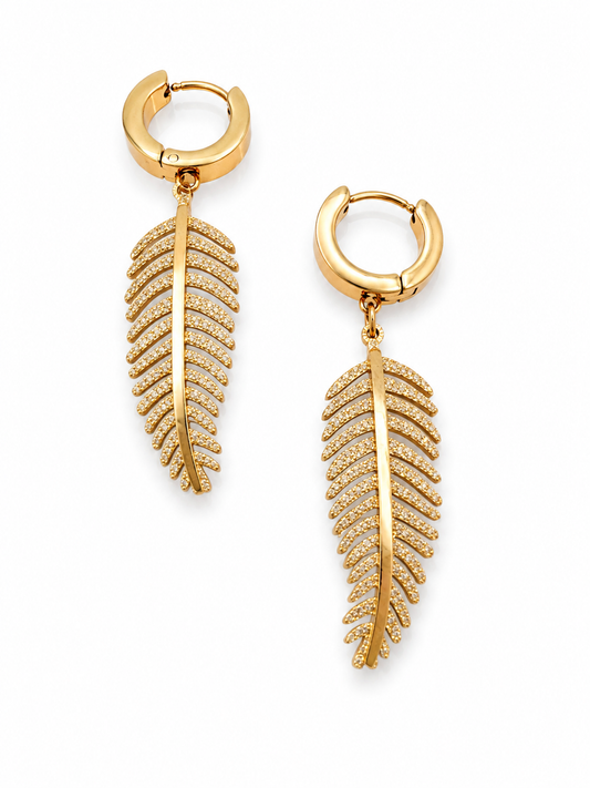 14k Gold Plated Shiny Leaf Earrings