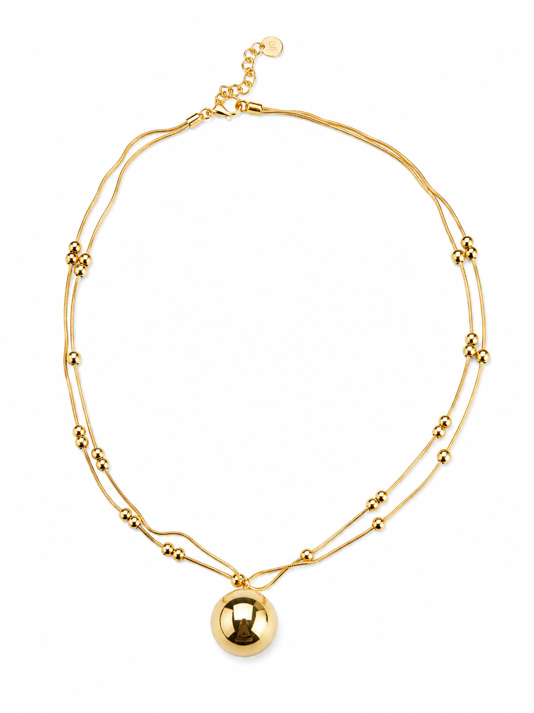Gold Plated Double Chain Ball Necklace