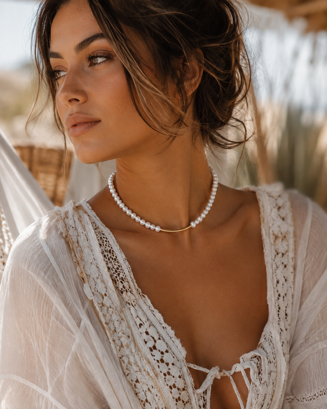 Natural Pearl Necklace made of Stainless Steel