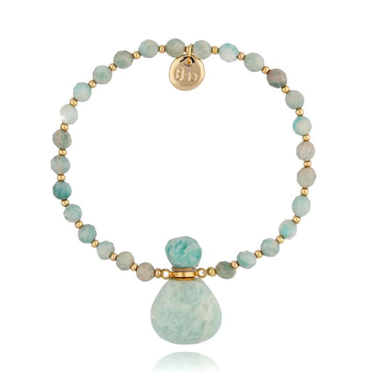 Turquoise & Amazonite Natural Stones Bracelet with Diffuser Pendant