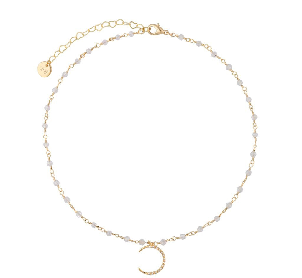 Clear Crystals Necklace with Zirconium Moon