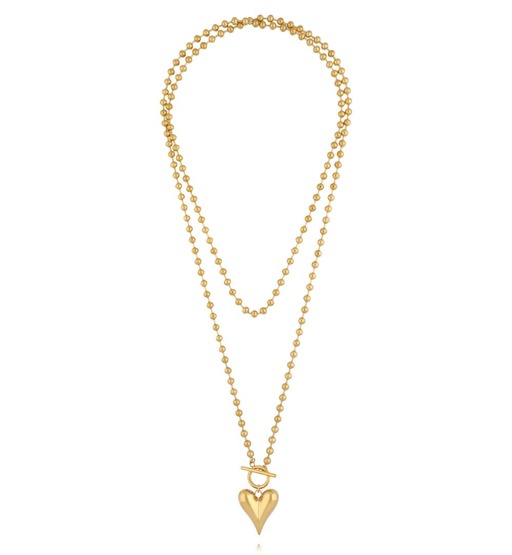 Golden Romance Heart Long Necklace 1264