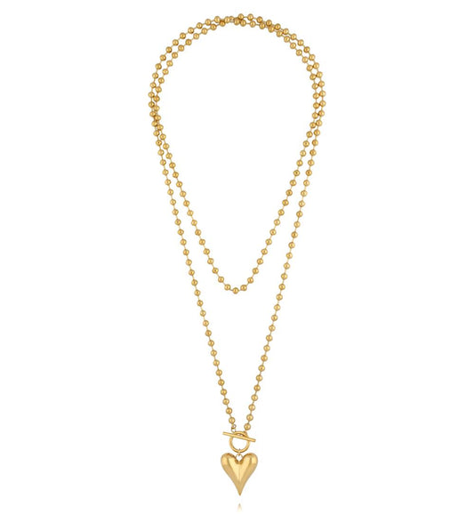 Golden Romance Heart Long Necklace 1264