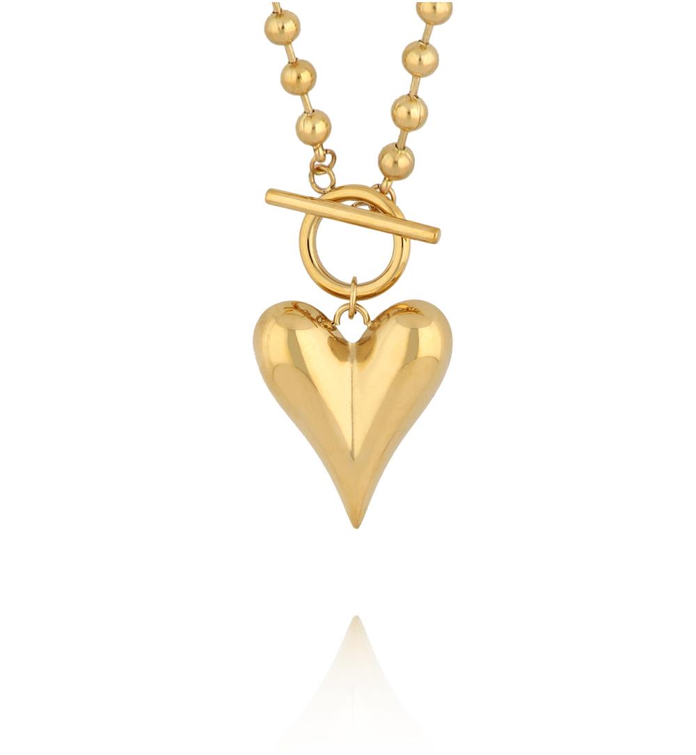 Golden Romance Heart Long Necklace 1264
