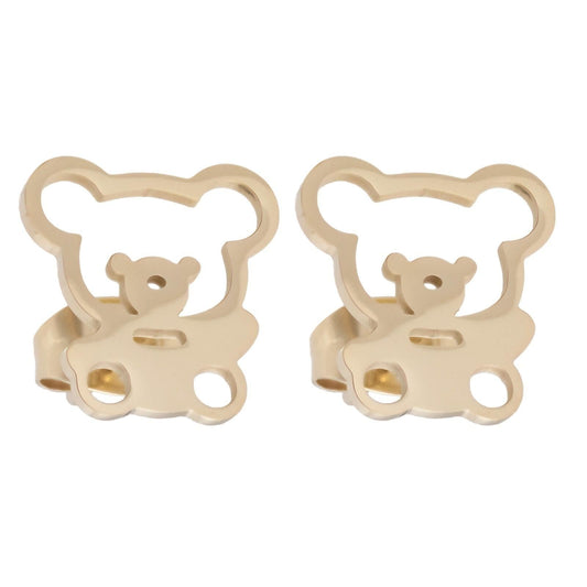 14k Gold Plated Stainless Steel Teddy Bear Earrings