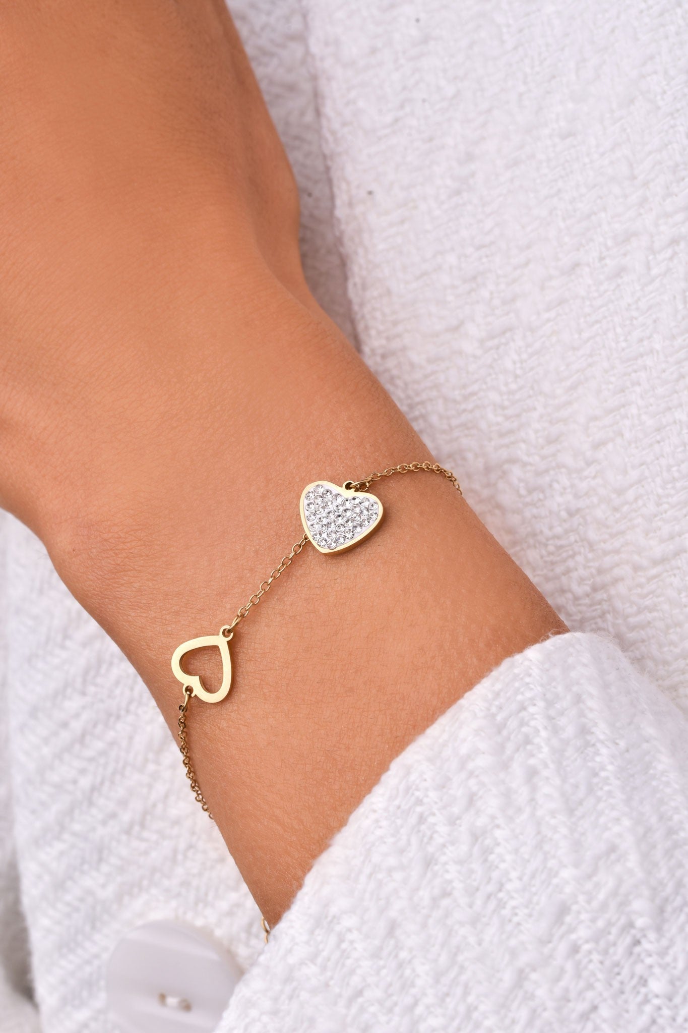 Gold Plated Stainless Steel Bracelet with Hearts