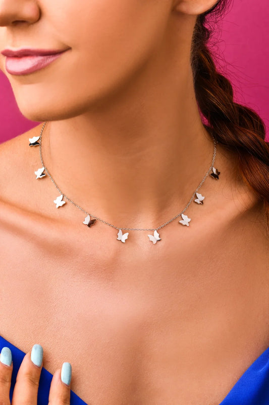 Silver Butterflies Necklace