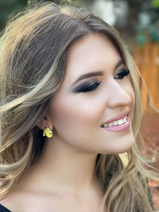 Yellow Beetle Stud Earrings