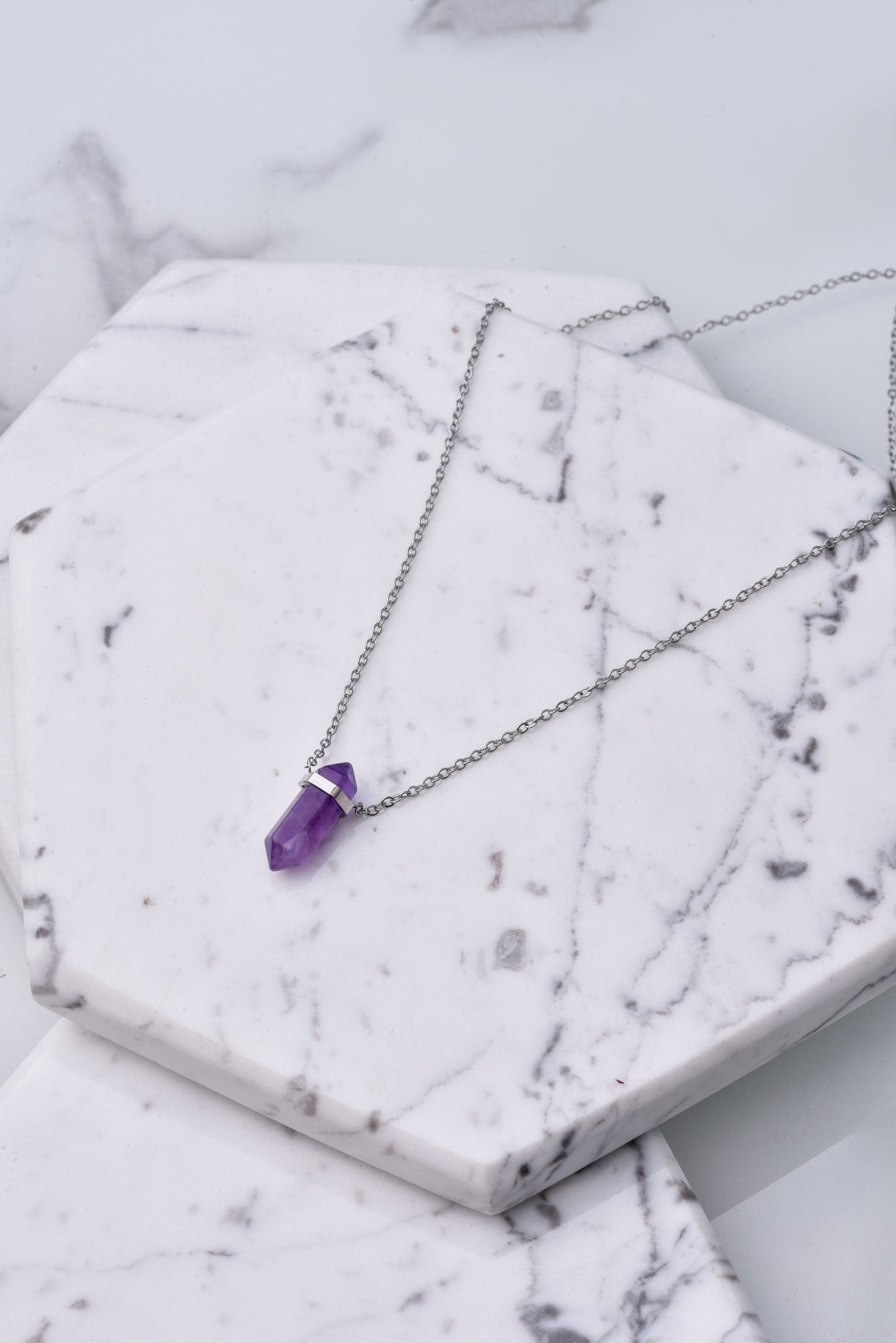 Silver Amethyst Stone Necklace