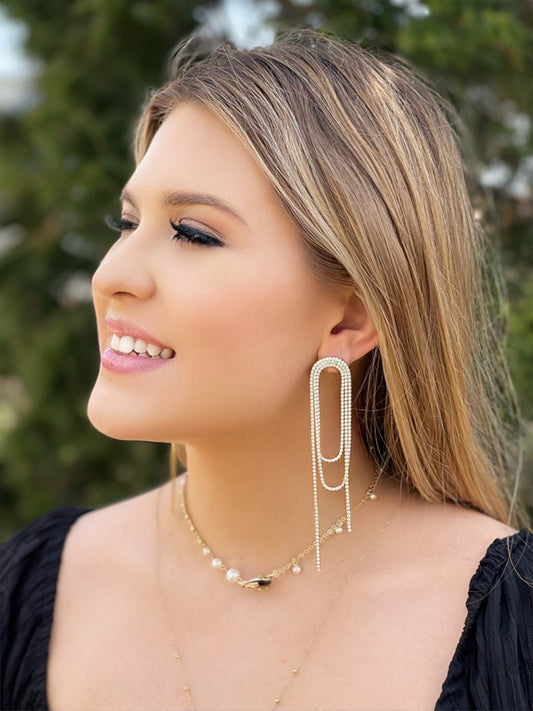 18k Gold Plated Glamour Zircon Tassel Earrings