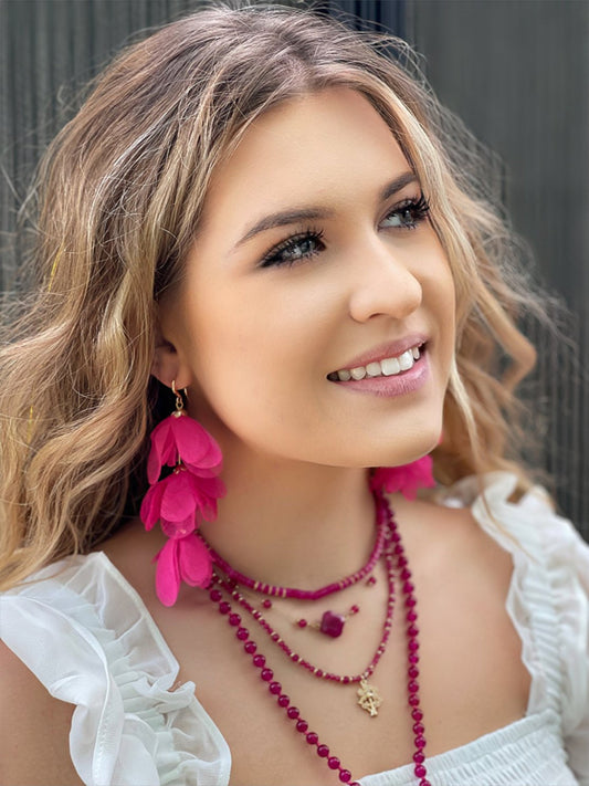 Fuchsia Jadeite Stones Necklace