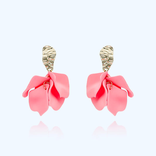 Bubble Gum Pink Statement Boho Earrings with Acrylic Petals