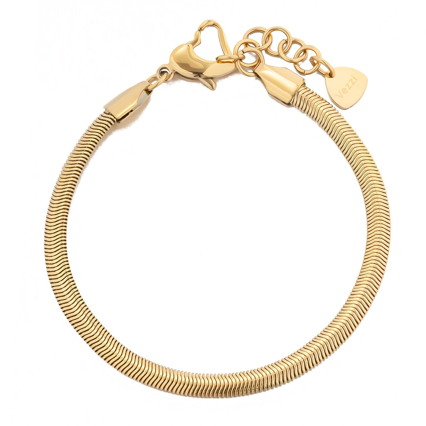 14k Gold Plated Snake Bracelet with Heart